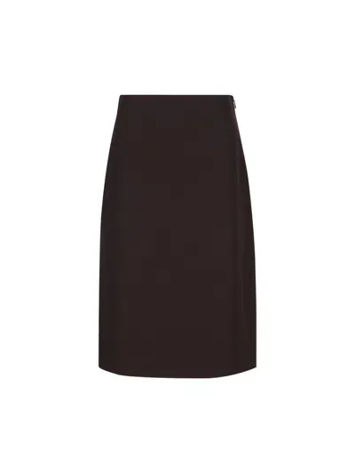 Fendi Grain De Poudre Midi Skirt In Red