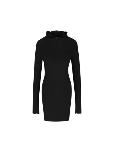 Fendi Long Sleeved Hooded Ribbed In Black