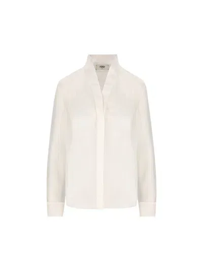 Fendi Long Sleeved V In White