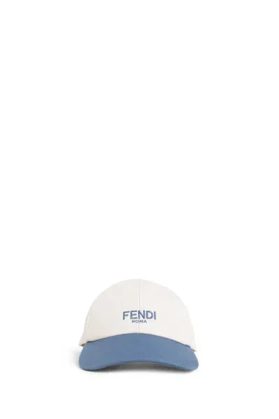 Fendi Man Beige Hats In White