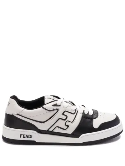 Fendi Man Match Man Black Sneakers In White