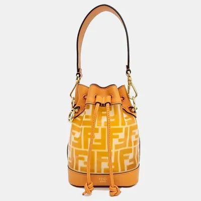 Pre-owned Fendi Montresor Mini Bucket Bag In Orange