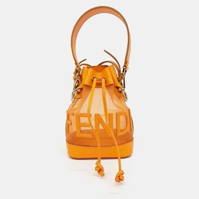 Pre-owned Fendi Montresor Mini Bucket Bag In Orange