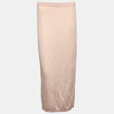 Pre-owned Fendi Pink Monogram Knit Midi Skirt M