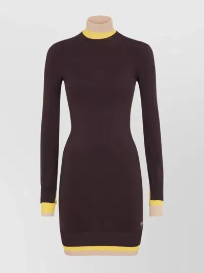 Fendi Layering Color Trims Short Dress In Purple