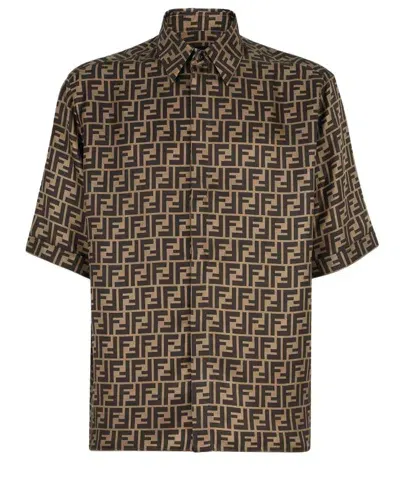 Fendi Silk Shirt In Brown