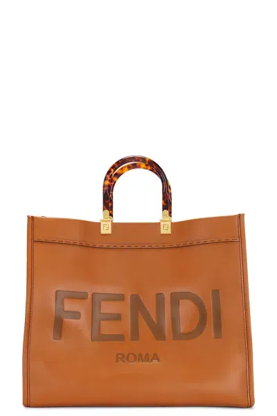 Fendi Sunshine Tote Bag In Brown