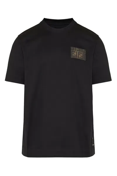 Fendi T-shirt Con Applicazione Ff In Brown