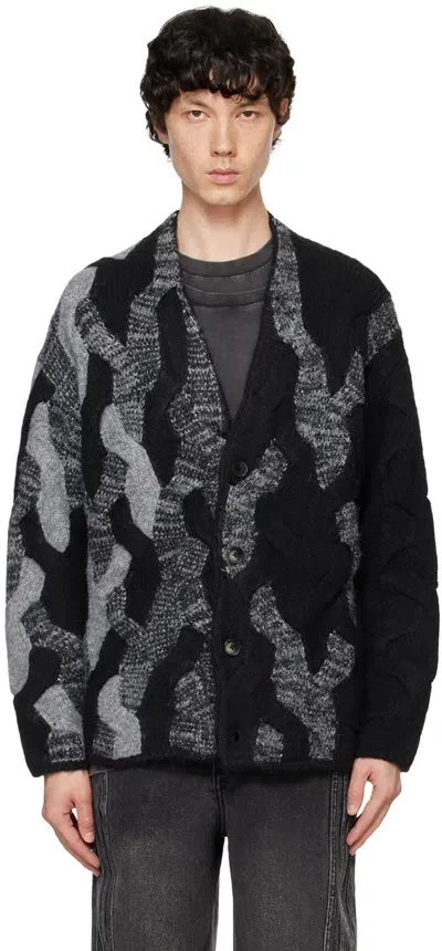 Feng Chen Wang Black & Gray Gradient Cable Cardigan