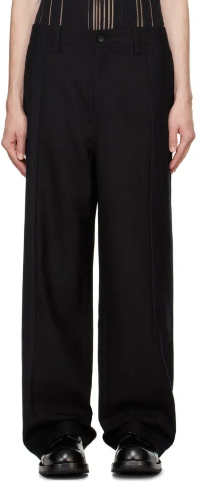 Feng Chen Wang Black Deconstructed Patchwork Trousers