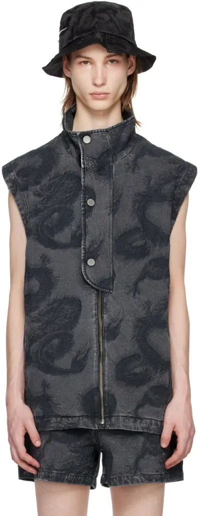 Feng Chen Wang Black Dragon Denim Vest