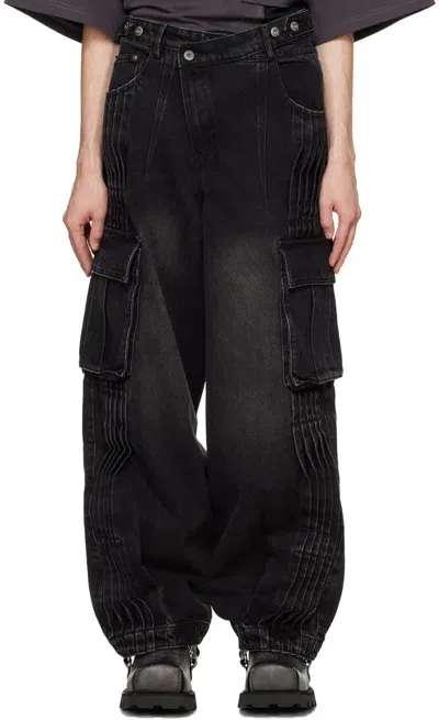 Feng Chen Wang Black Pleated Cargo Pants