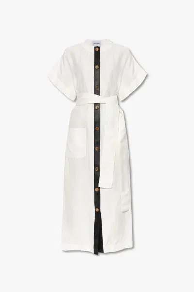 Ferragamo Belted Maxi Dress In White