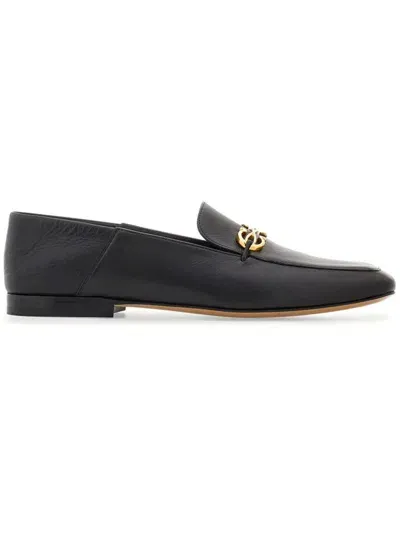 Ferragamo Gancini-charm Leather Loafers In Black