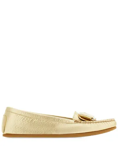 Ferragamo Crystal-embellished Loafers In Gold