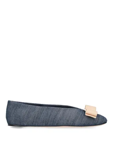 Ferragamo Fiocco Ballet Flats In Blue