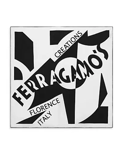 Ferragamo Logo-print Silk Scarf In Black