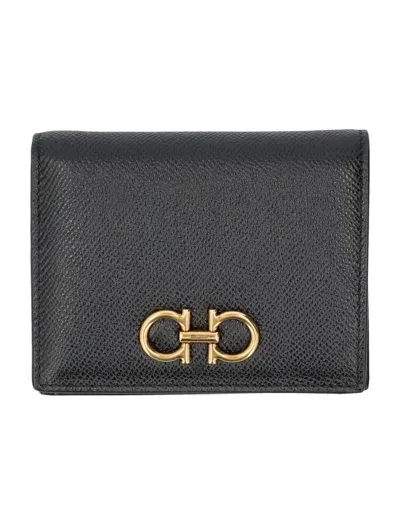 Ferragamo Salvatore  Gancini Bifold Wallet In Black