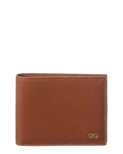 Ferragamo Gancini Leather Wallet In Brown