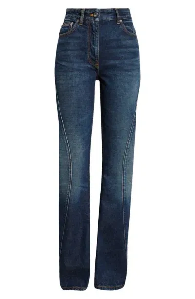 Ferragamo High Waist Straight Leg Jeans In Distressed