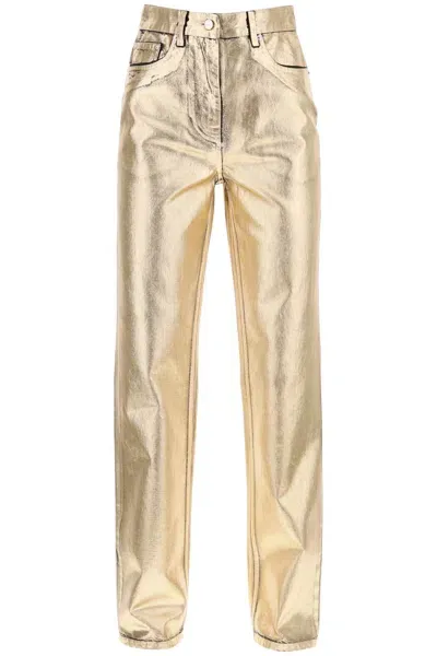 Ferragamo 5 Pocket Denim Pant In Gold