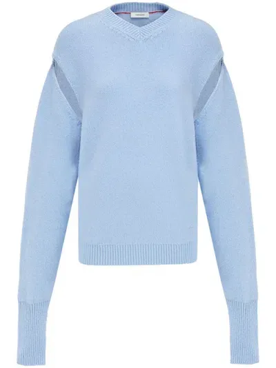 Ferragamo Layered Cashmere Sweater In Blue