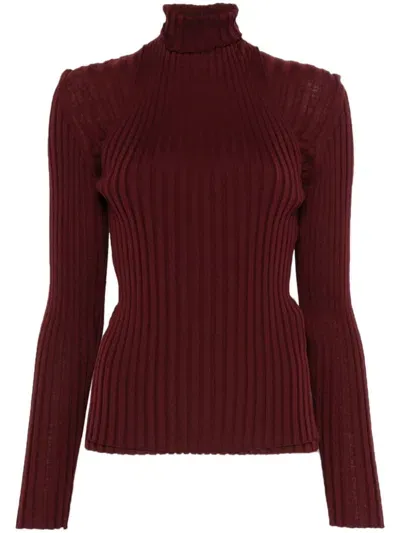 Ferragamo Layered Turtleneck Sweater In Red