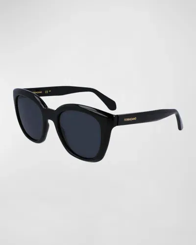 Ferragamo Logo Plastic Cat-eye Sunglasses In Black