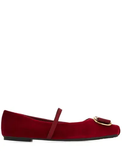 Ferragamo Mary Jane Ballerina Shoes In Burgundy