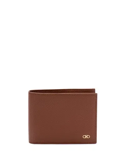 Ferragamo `micro Gancio` Wallet In Brown