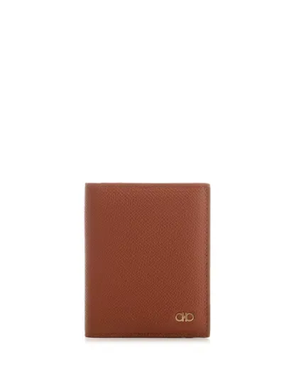 Ferragamo Mini Gancini Wallet In Brown