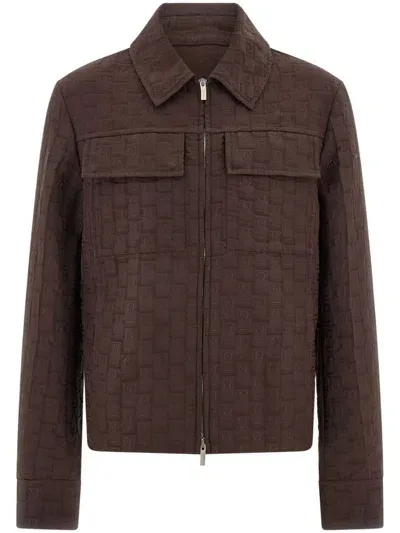 Ferragamo Monogram-pattern Jacket In Brown