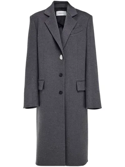 Ferragamo Cashmere Blend Coat In Grey