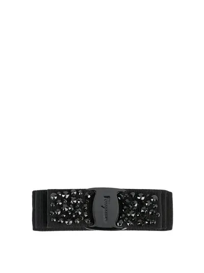 Ferragamo Swarovski Embellished Hair Clip In Black