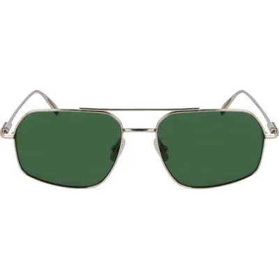 Ferragamo Prisma 58mm Navigator Sunglasses In Metallic