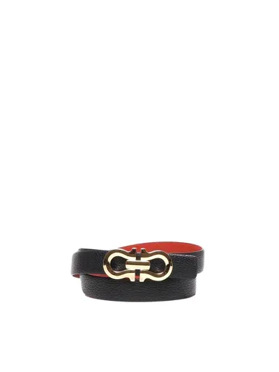 Ferragamo Reversible Calfskin Belt In Black