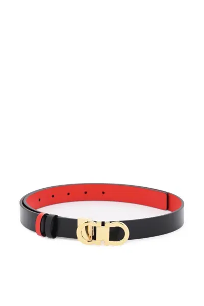 Ferragamo Reversible Gancini Belt In Black