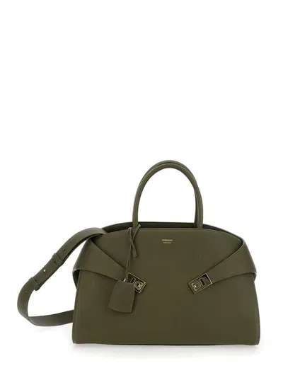 Ferragamo Salvatore  Hug Medium Tote Bag In Green