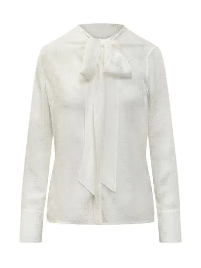 Ferragamo Salvatore  Silk Shirt With Logo In White