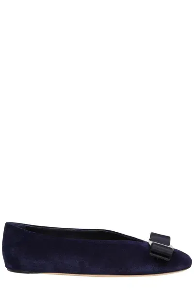 Ferragamo Salvatore  Vara Bow Ballet Flats In Blue