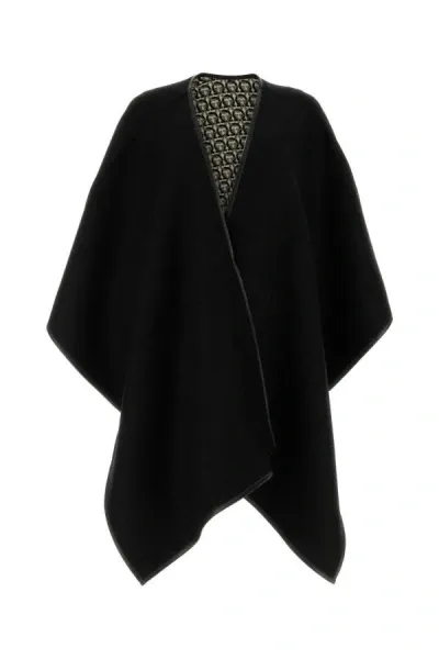 Ferragamo Salvatore  Woman Black Wool Reversible Cape