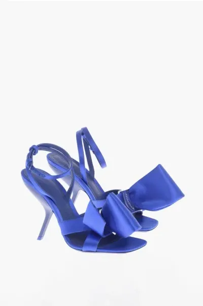 Ferragamo Satin Helena Sandals With Front Bow 10.5cm In Blue