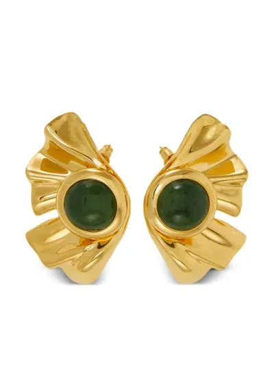 Ferragamo Draped Earrings With Semi-precious Stones In Green