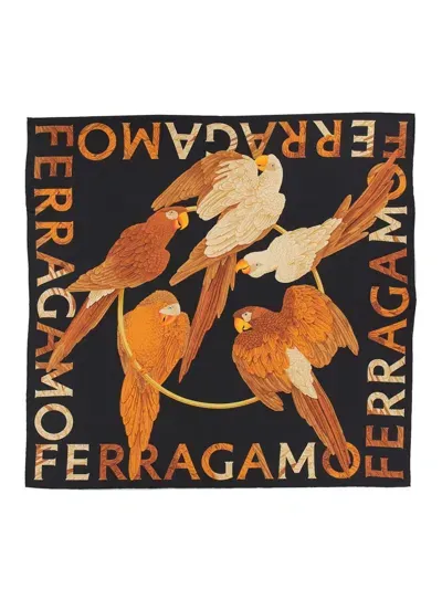 Ferragamo Silk Scarf In Black