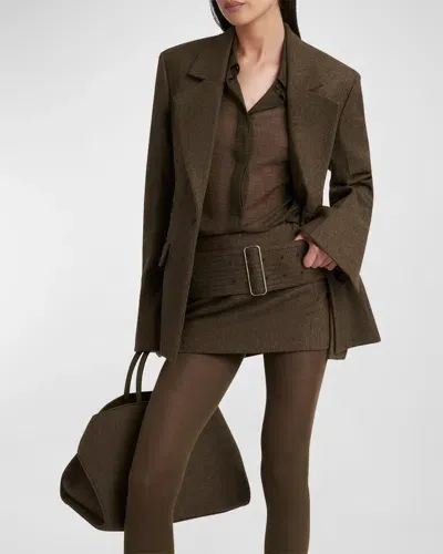 Ferragamo Single-breasted Wool Blazer Jacket In Olive