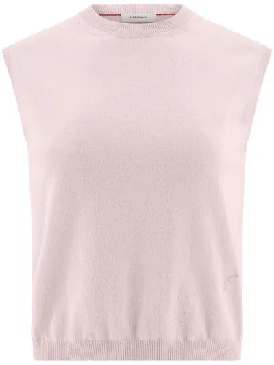 Ferragamo Sleeveless Cashmere Gilet In Pink