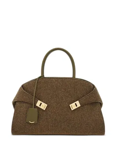 Ferragamo Small Hug Tote Bag In Green