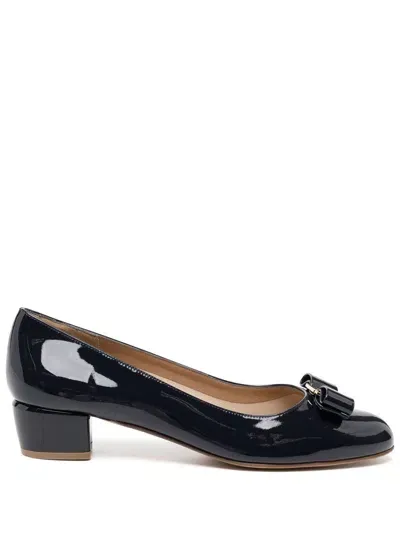 Ferragamo Vara Leather Pumps In Blue