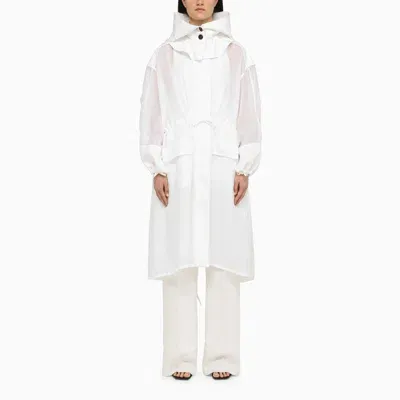 Ferragamo White Silk Blend Parka Jacket For Women