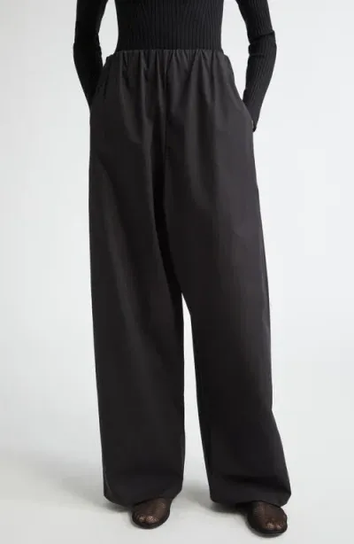 Fforme Dayne Oversize Satin Pull-on Pants In Black